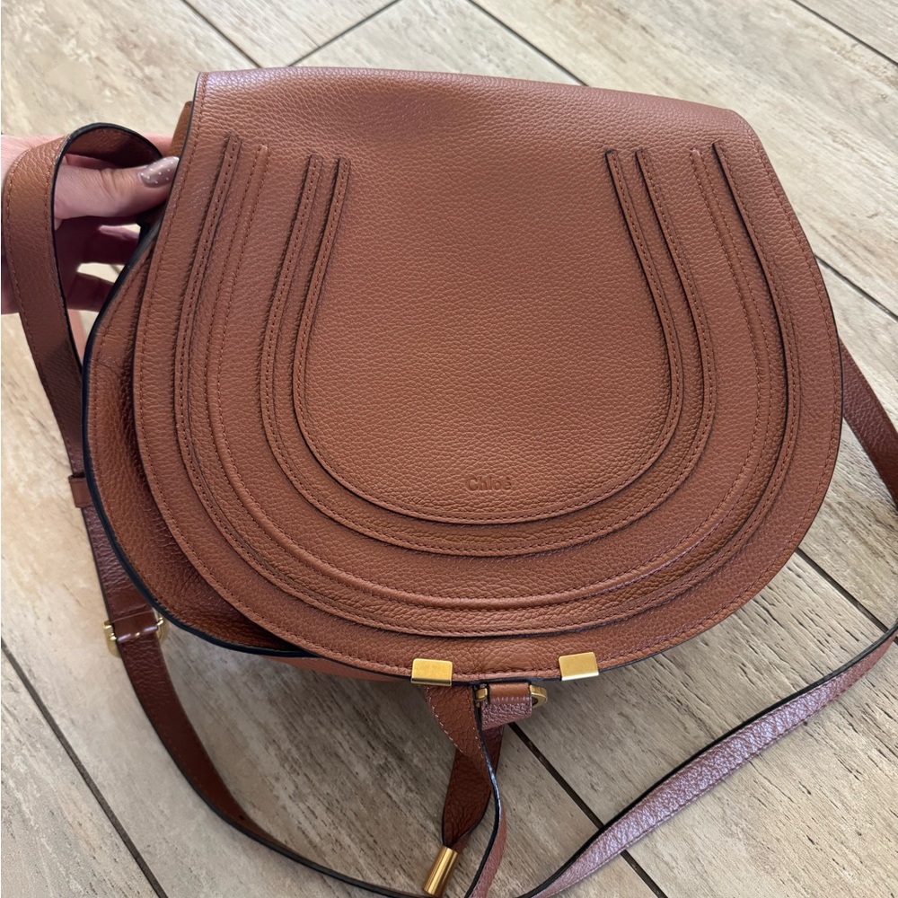 Chloe Marcie Saddle Bag in Grained Leather - Picture 3 of 14